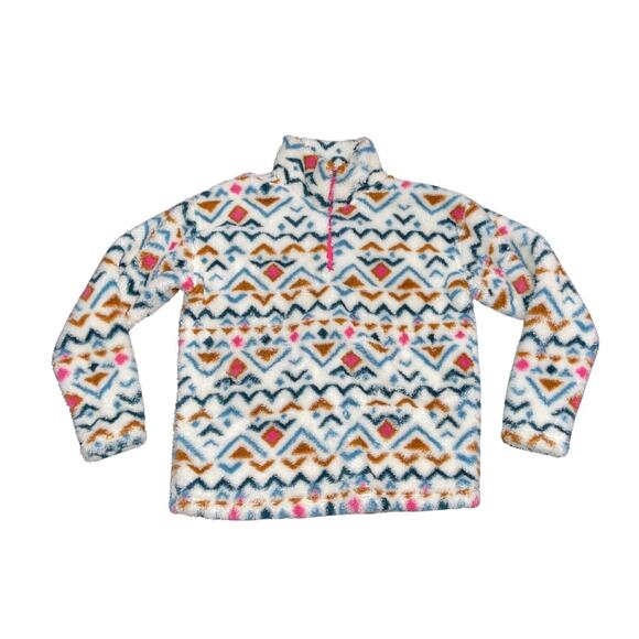 Eddie Bauer Women's Midweight Plush Quarter zip fleece Pullover Aztec design - Picture 1 of 4